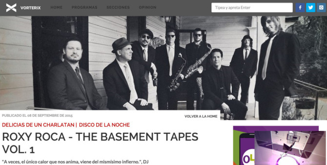 Basement Tapes Vol. 1 featured on Vorterix Radio 92.1FM in Argentina